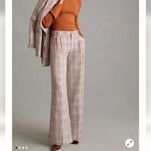 MAEVE × ANTHROPOLOGIE Pleated Wide Leg Linen Blend Pants